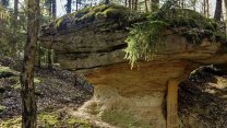 Stříbrská brána: tajemný skalní útvar se záhadnými symboly u Myšího kopce v lese